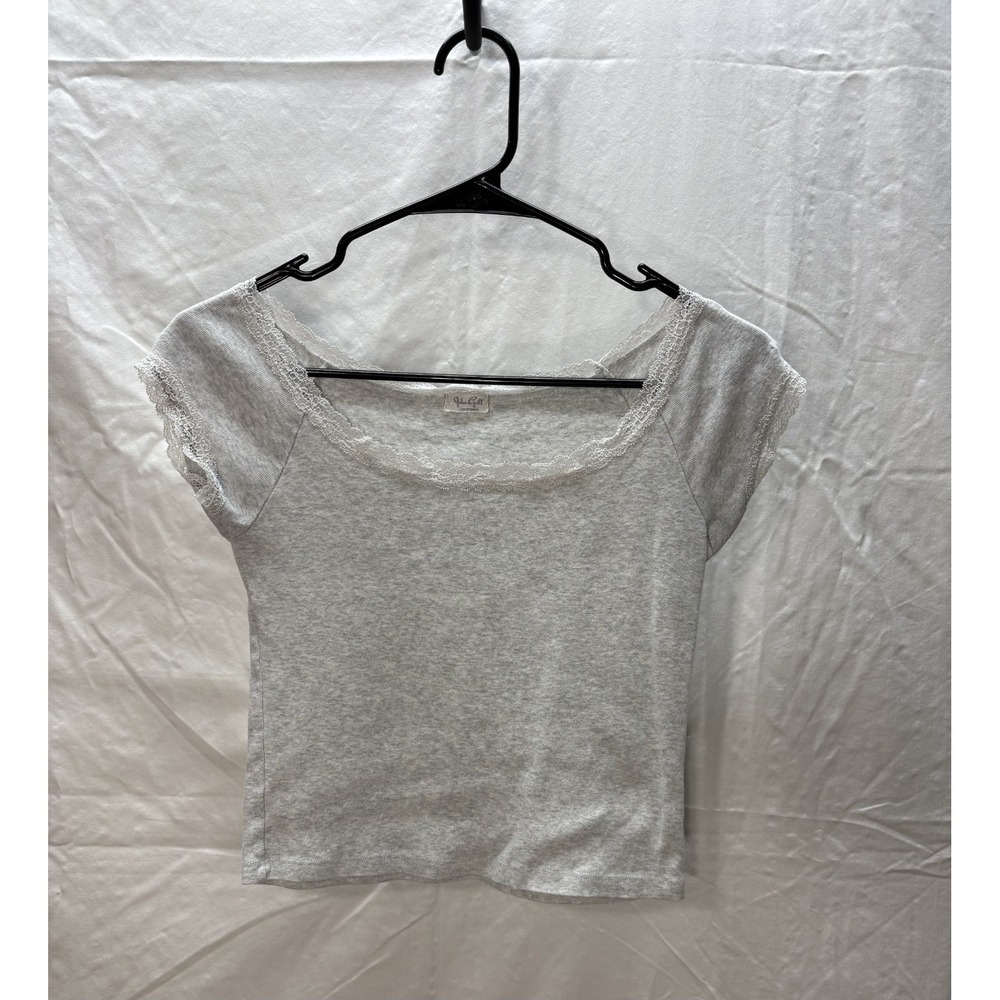 John Galt White Lace Trim Short Sleeve Top Women's One Size Brandy Melville